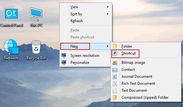 create desktop shortcut to website windows 10